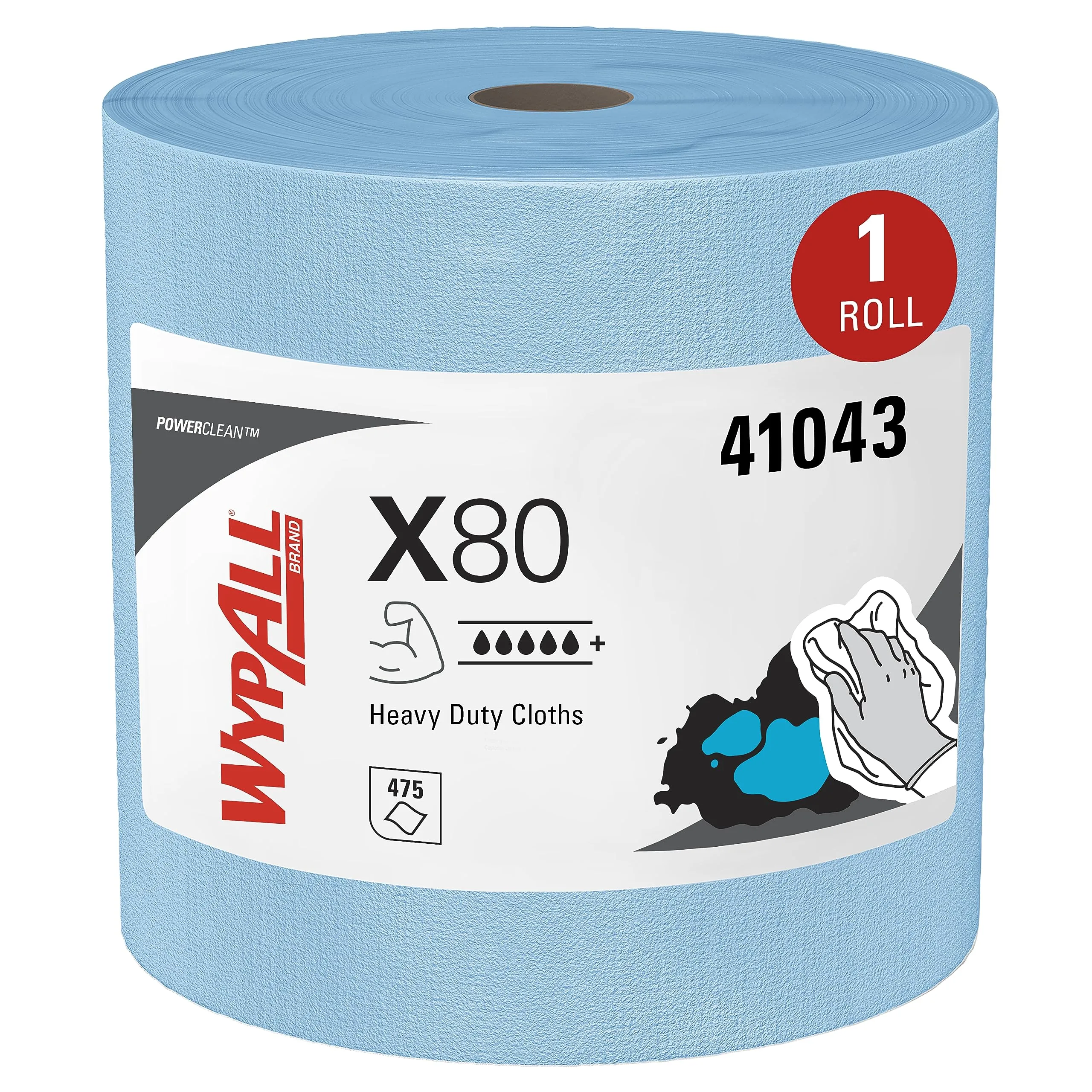 WypAll PowerClean X80 Cloths Heavy Duty Wipes, Jumbo Roll