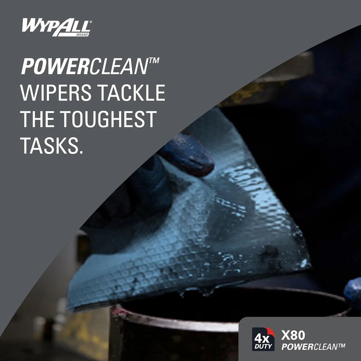 WypAll PowerClean X80 Cloths Heavy Duty Wipes, Jumbo Roll