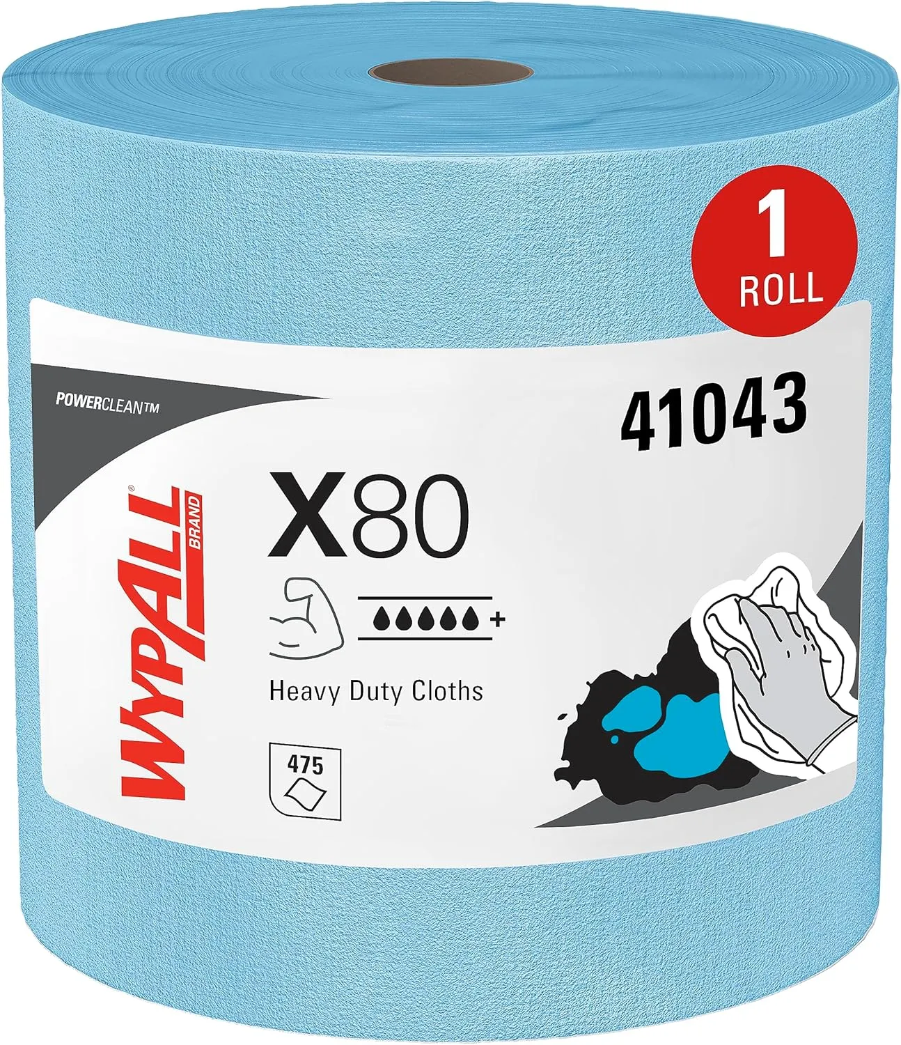 WypAll PowerClean X80 Cloths Heavy Duty Wipes, Jumbo Roll