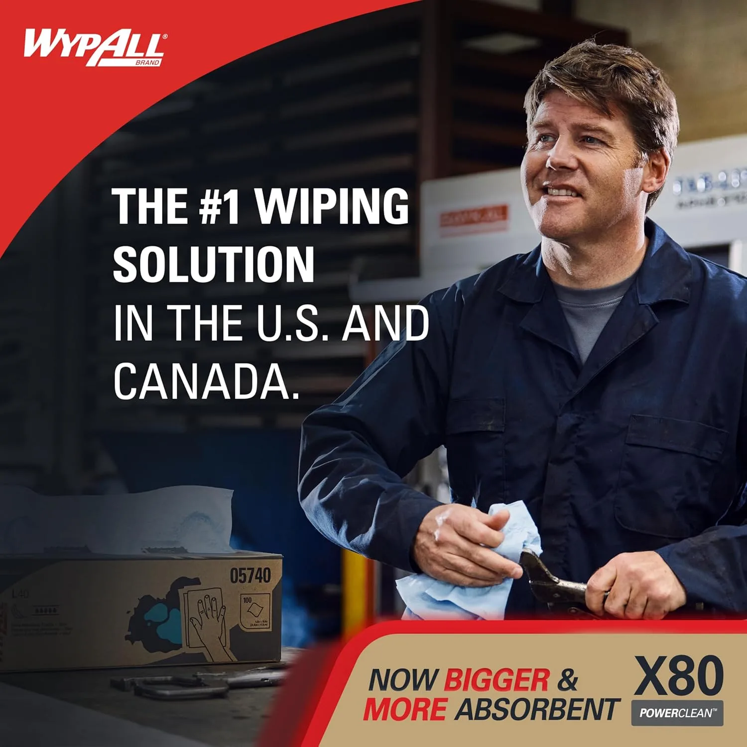 WypAll PowerClean X80 Cloths Heavy Duty Wipes, Jumbo Roll