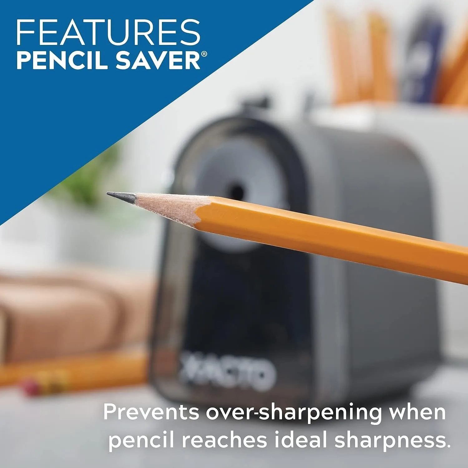 X-ACTO Pencil Sharpener, Mighty Mite Electric Pencil Sharpener, With Pencil Saver®, SafeStart® Motor, Black, 1 Count - Home