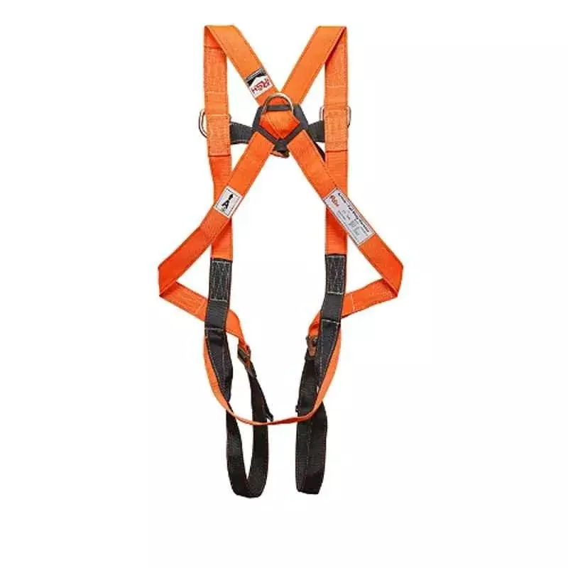 RSH Polyester Floro Orange & Black Full Body Safety Harness with Single Hook & Rope