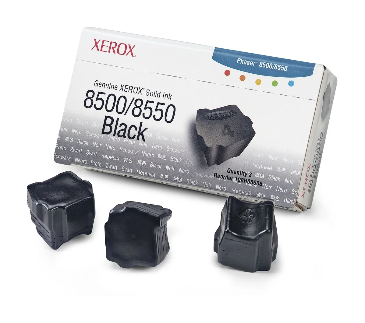 Xerox 8500 Phaser Black Solid Ink, Pack Of 3, 108R00668