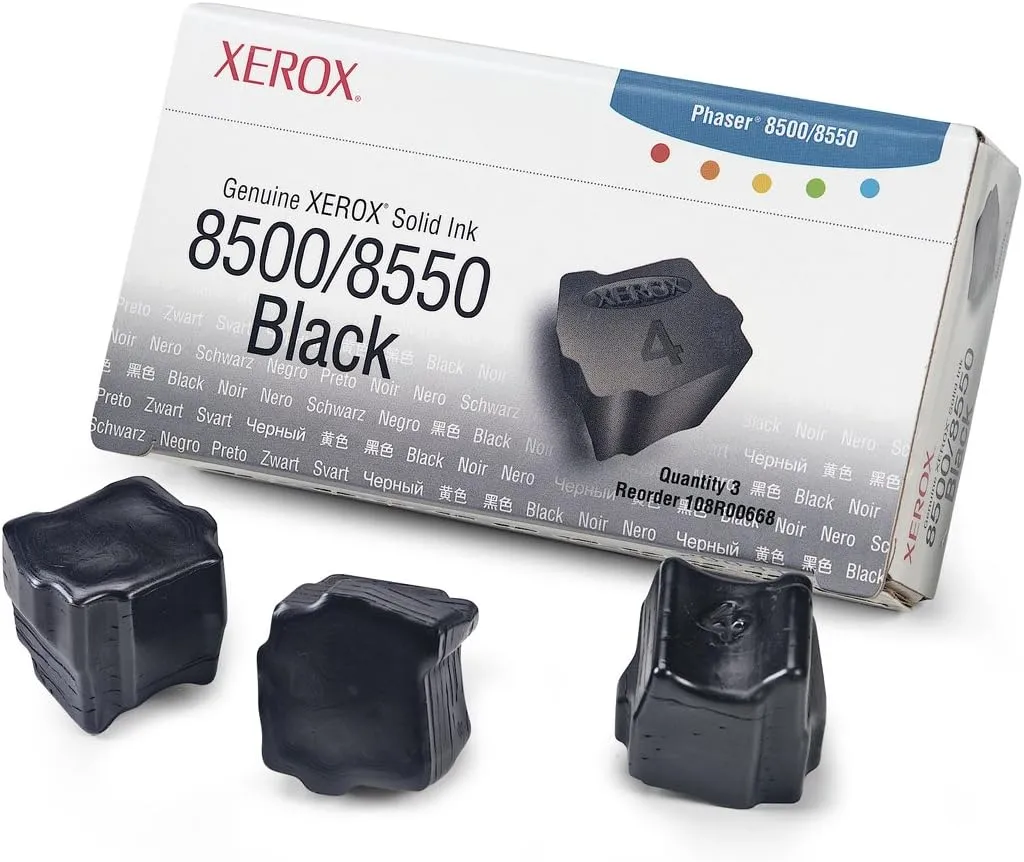Xerox 8500 Phaser Black Solid Ink, Pack Of 3, 108R00668