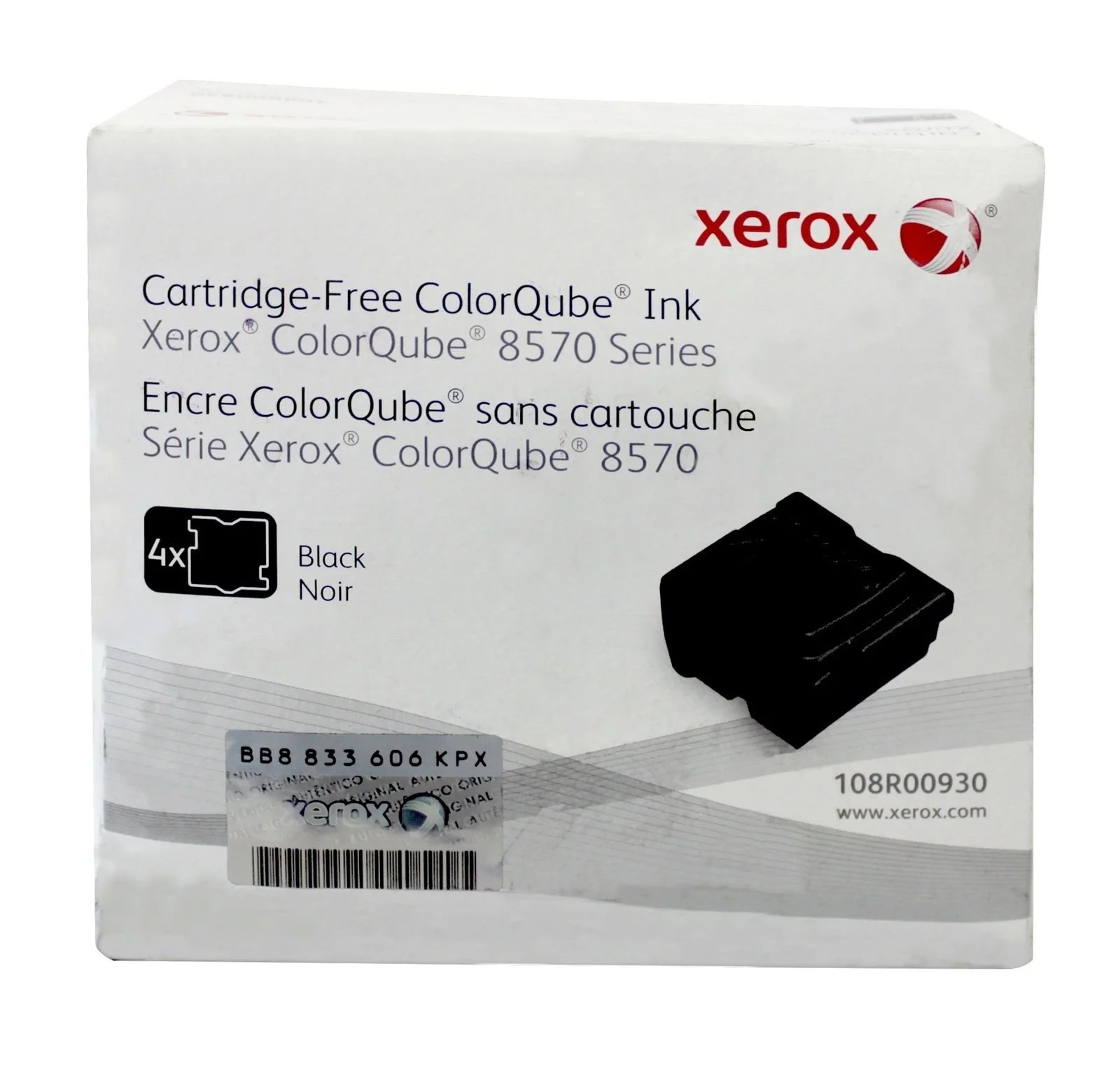 Xerox ColorQube 8570 Black Solid Ink Sticks, 4-Pack (108R00930)