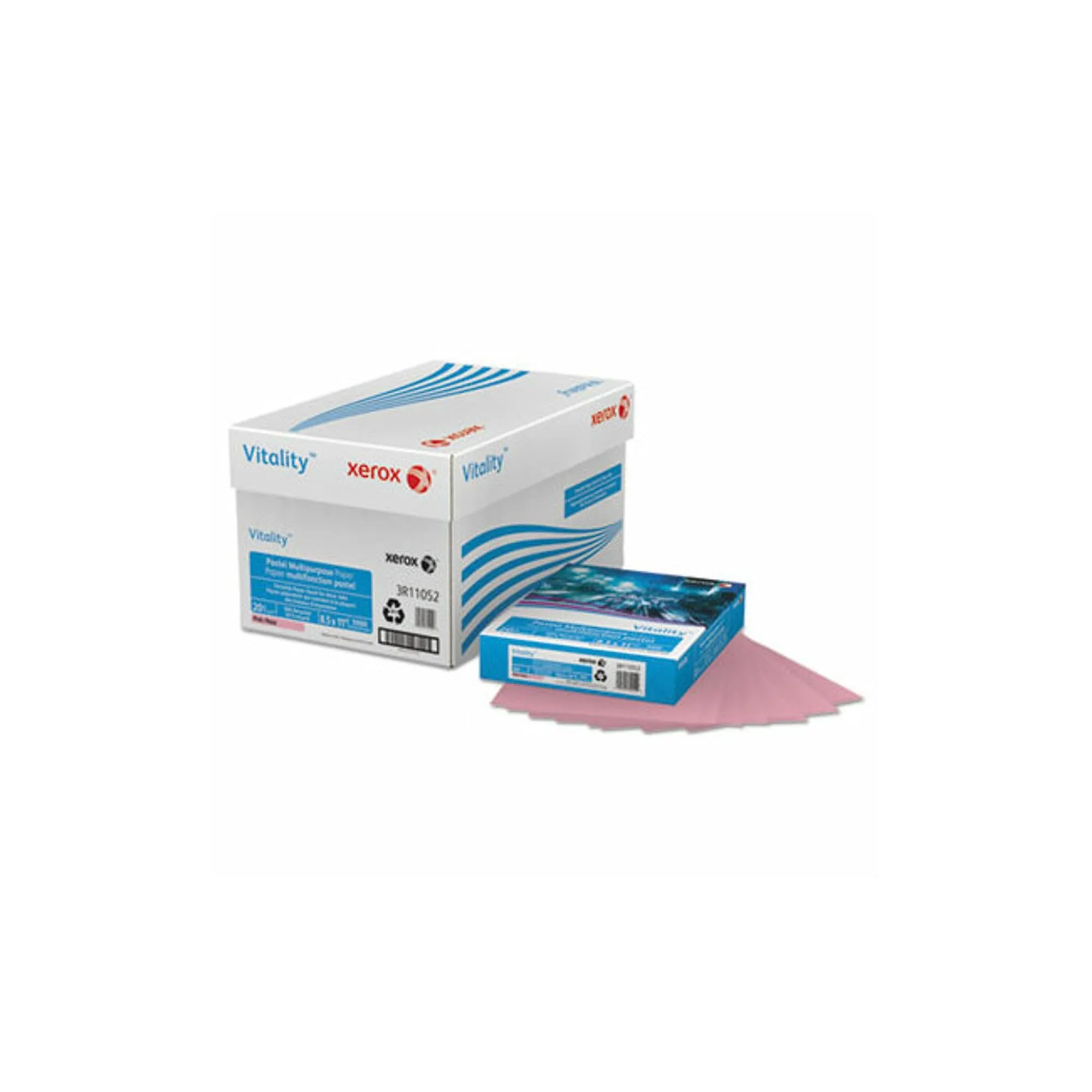 Xerox Vitality Pastel Color Multi-Use Printer & Copy Paper, 10 Reams, Pink, Letter Size, 5000 Sheets Per Case, 20 Lb, 30% Recycled - 3R11052-CT