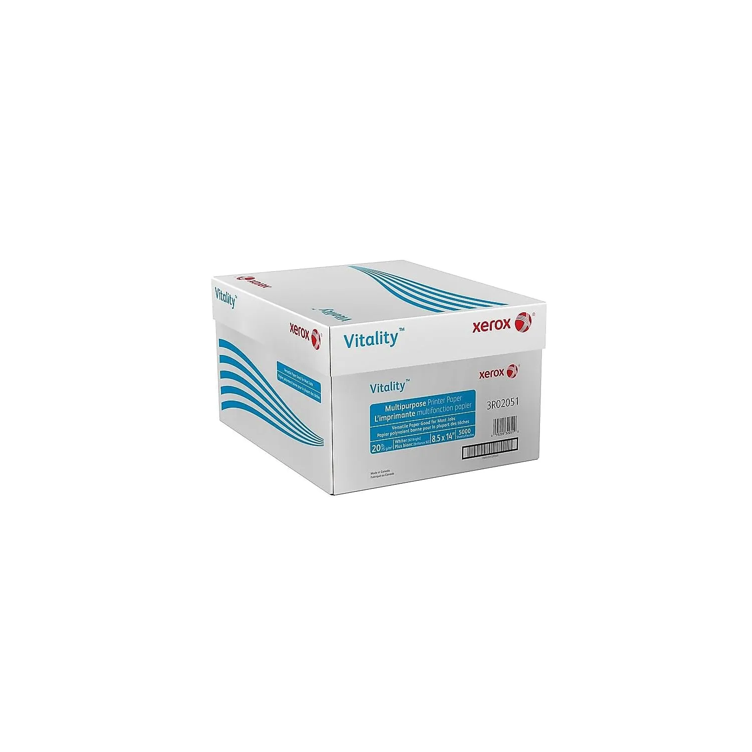 Xerox Vitality 8.5 x 14 Multipurpose Paper, 20 lb, 92 Bright, 500/Ream, 10 Reams/CT (3R02051)