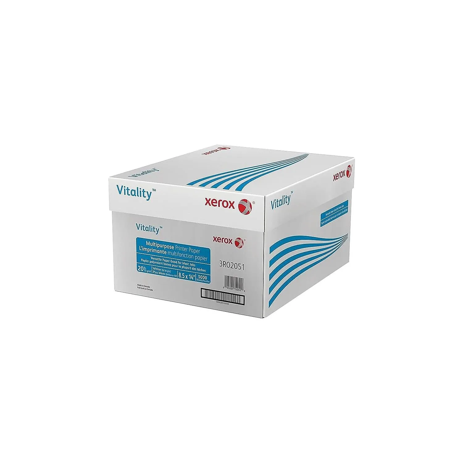 Xerox Vitality 8.5 x 14 Multipurpose Paper, 20 lb, 92 Bright, 500/Ream, 10 Reams/CT (3R02051)