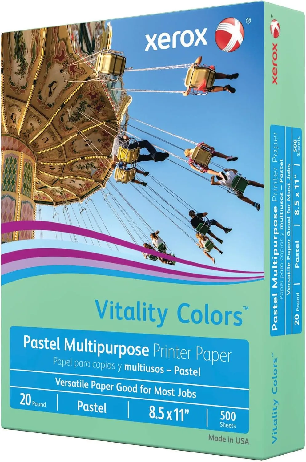 Xerox® Vitality™ Pastel Color Multi-Use Printer & Copy Paper, 10 Reams, Green, Letter (8.5" x 11"), 5000 Sheets Per Case