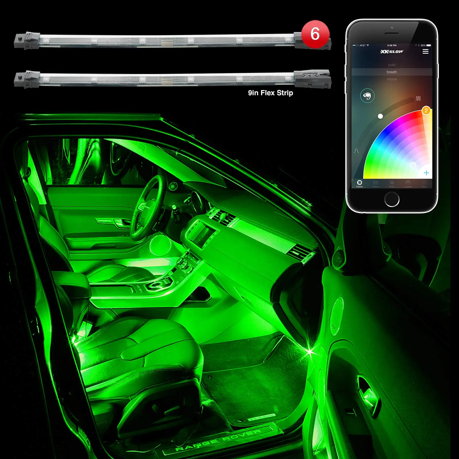 XKGLOW chrome App Control Car Mini LED Accent Light Kit - Interior Interior Kit