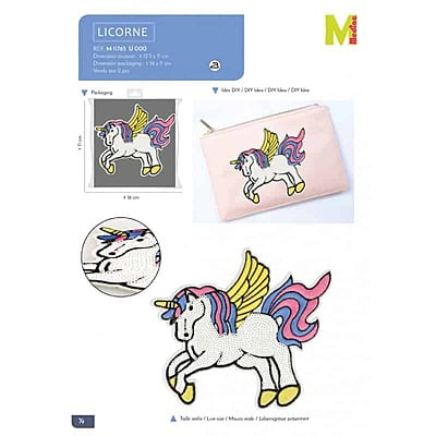 Applicazione ricamata con Paillettes Unicorno Magico, 20470 Applicazione ricamata con Paillettes Unicorno Magico, 20470