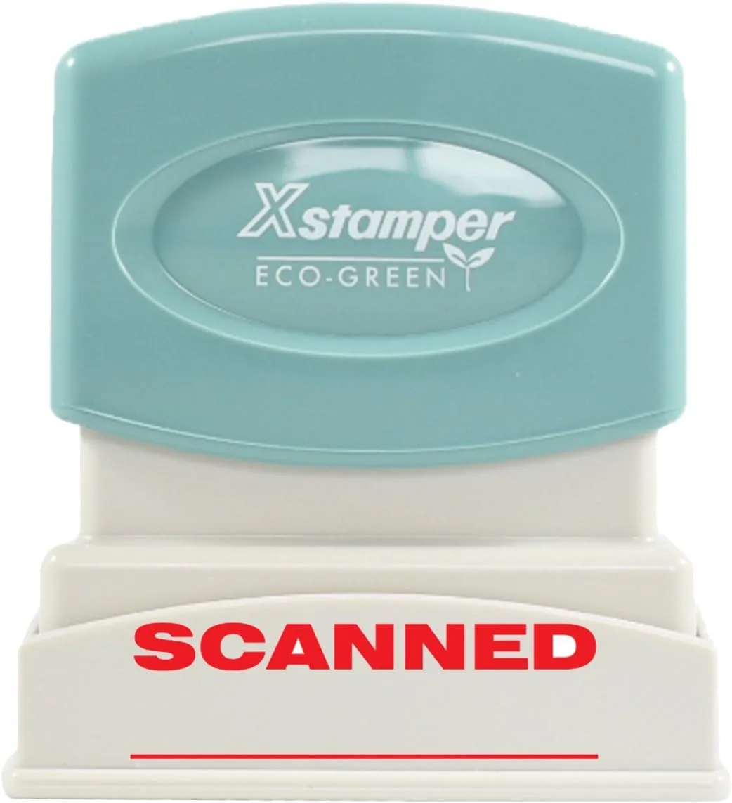 Xstamper 1829 SCANNED Pre-Inked Stamp, Red Ink, 1/2 x 1-5/8 in.