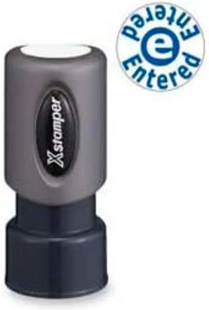 Xstamper ENTERED Title Stamp, 65% Recycled, 100000 Impressions, Blue