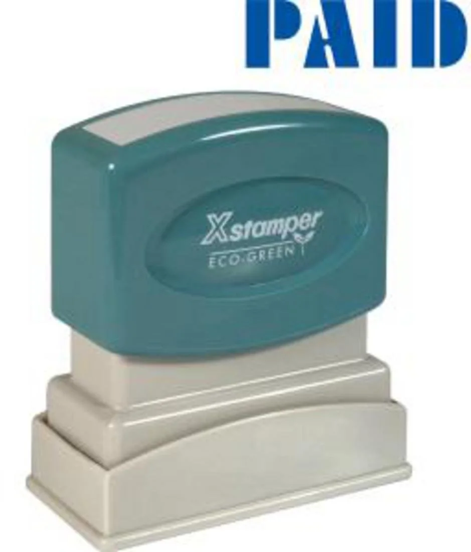 Xstamper PAID Title Stamp, Blue - 1/2 x 1-5/8 in, 100,000 Impressions