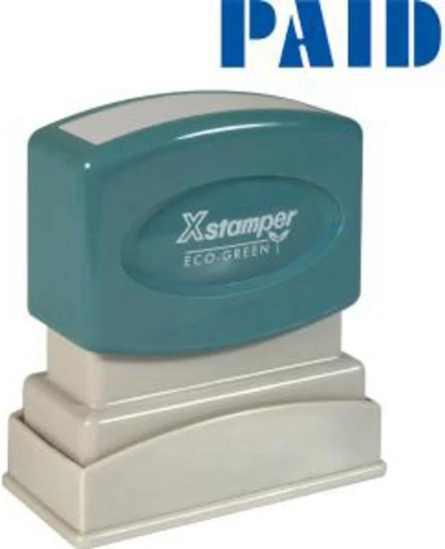 Xstamper PAID Title Stamp, Blue - 1/2 x 1-5/8 in, 100,000 Impressions