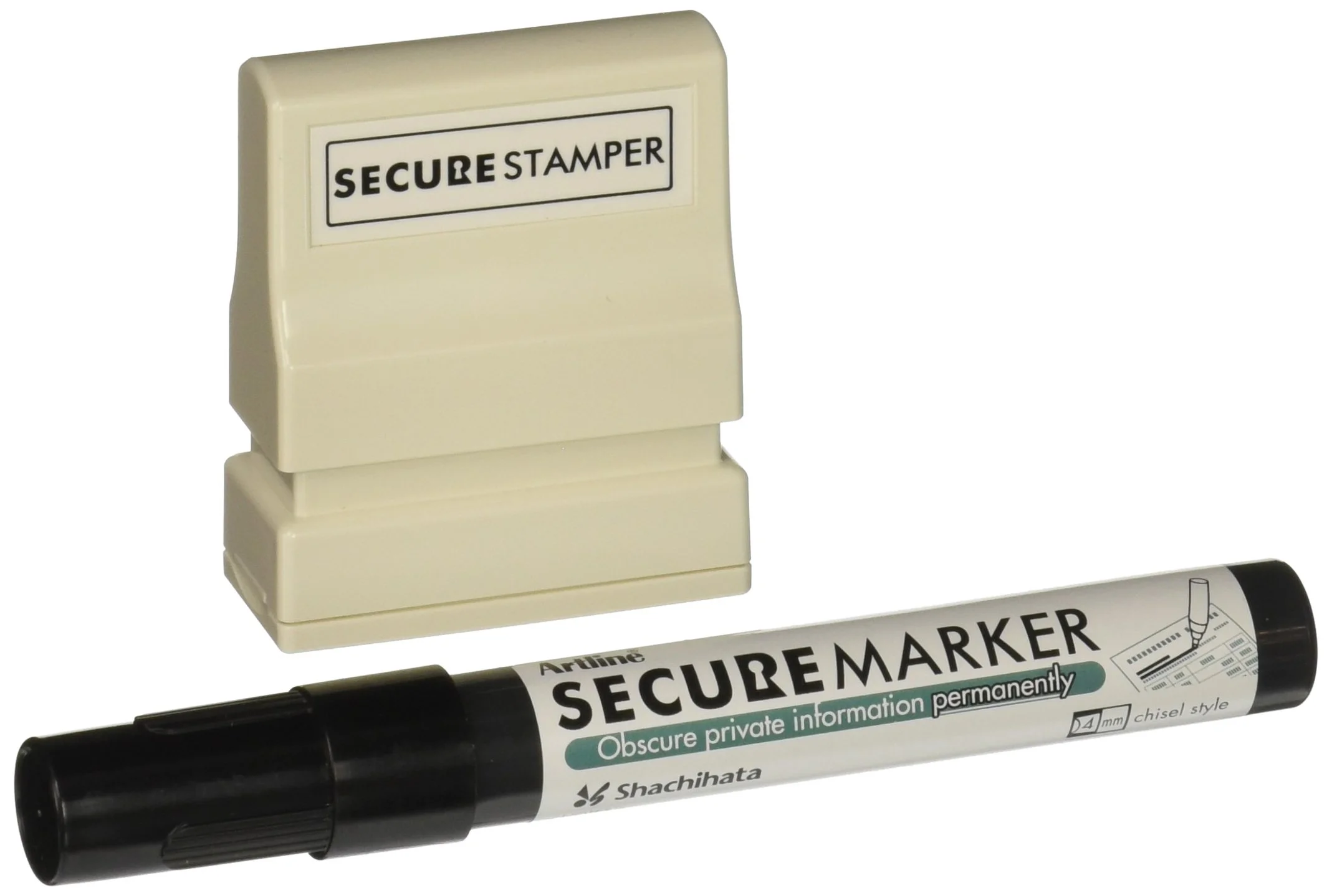 Xstamper Small Security Stamper Kit - 1/2 x 1-11/16 in, Black, 1 Pack