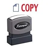 Xstamper Pre-Inked Re-Inkable Two-Color Title Stamp, COPY, 1/2 x 1-5/8, Red/Blue