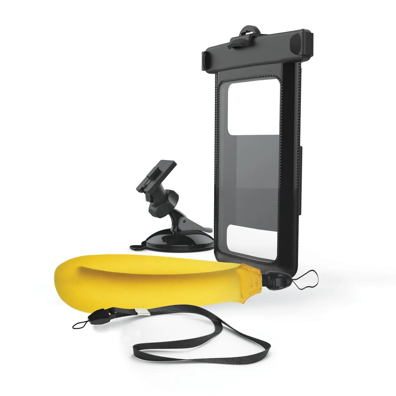 Griplox Waterproof Suction Cup Phone Mount w/ Tether & Pouch for Boats, Kayaks, Marine Use