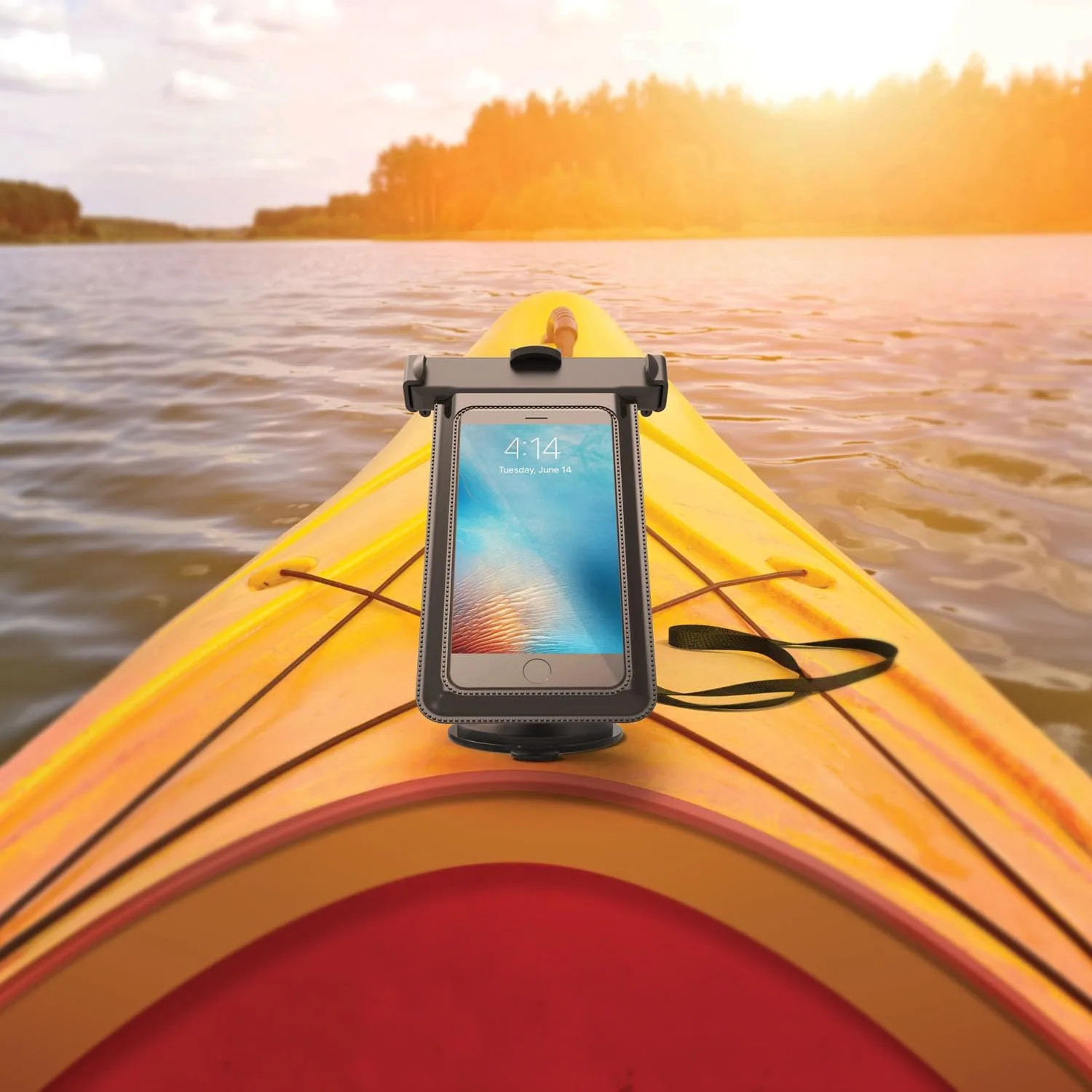 Griplox Waterproof Suction Cup Phone Mount w/ Tether & Pouch for Boats, Kayaks, Marine Use