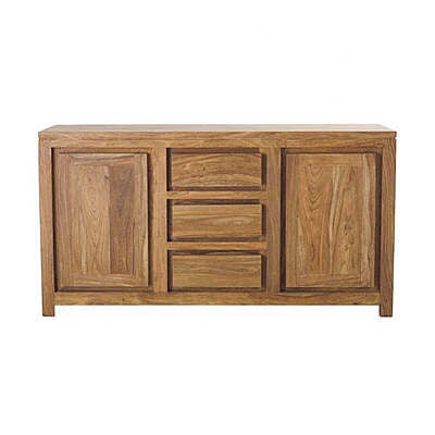 Solid Wood Sideboard Cabinet with 3 Drawers & 2 Doors – Natural Sheesham Finish