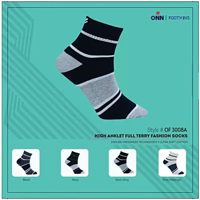 ONN High Ankle Length Full Terry Fashion Socks for Men
