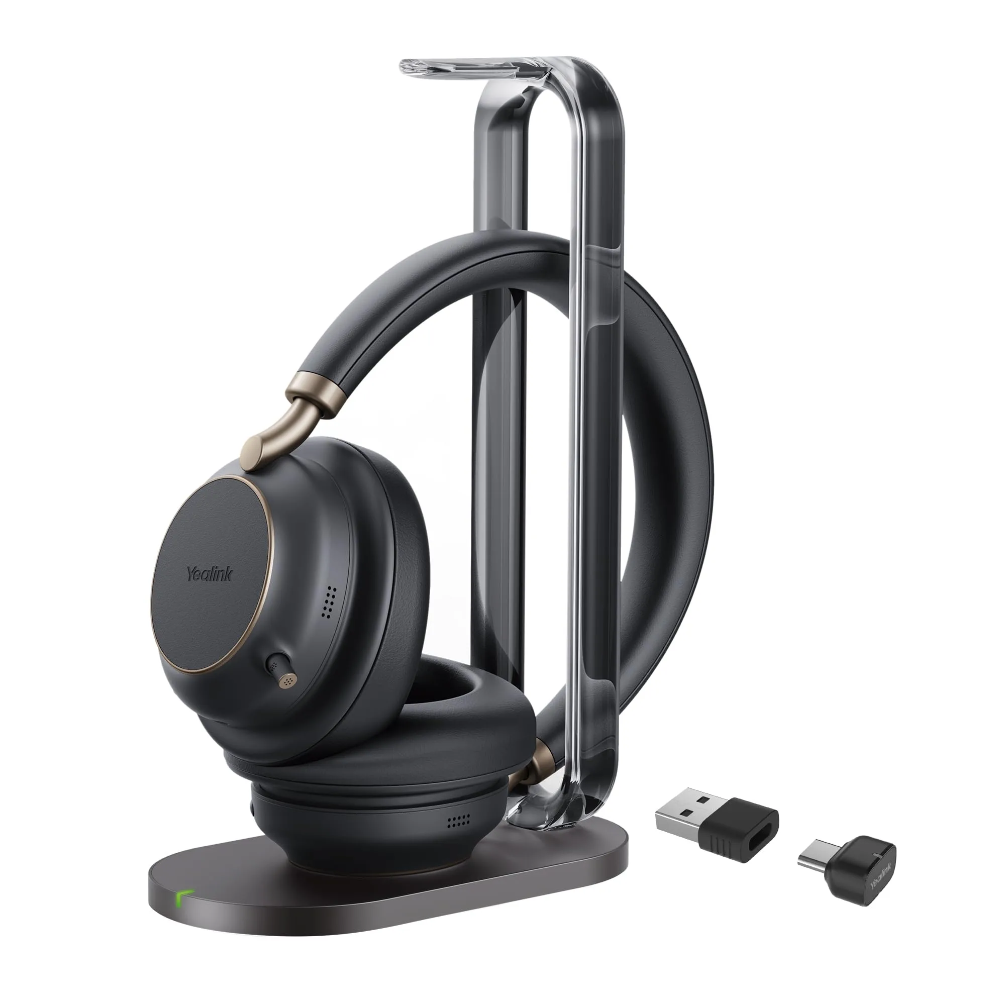 Yealink BH76 Plus with Stand ANC Wireless Headset for Work, Bluetooth Headsets with Microphone Active Noise Cancelling, Microsoft Teams Certified Headset UC Compatible with PC Mac Mobile Phone