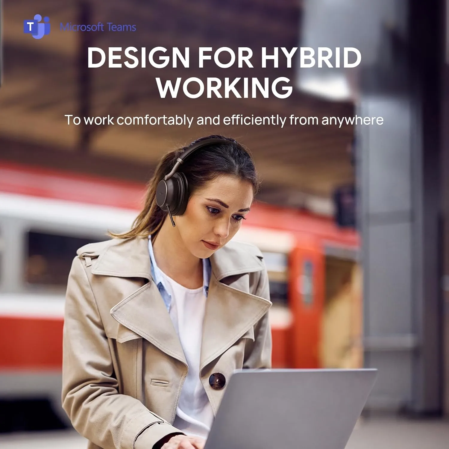 Yealink BH76 Plus with Stand ANC Wireless Headset for Work, Bluetooth Headsets with Microphone Active Noise Cancelling, Microsoft Teams Certified Headset UC Compatible with PC Mac Mobile Phone