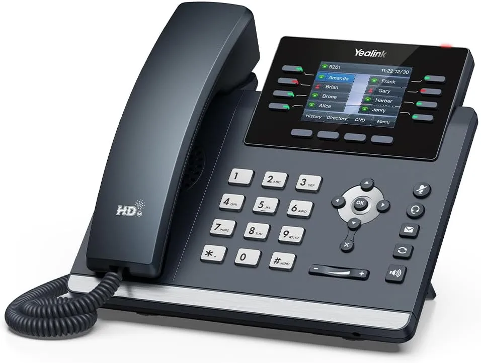 Yealink SIP-T44W – 1301213 - WI-Fi IP Phone - 12 VoIP Accounts. 2.8-Inch Color Display. Dual-Port Gigabit Ethernet, PoE, Power Adapter Not Included