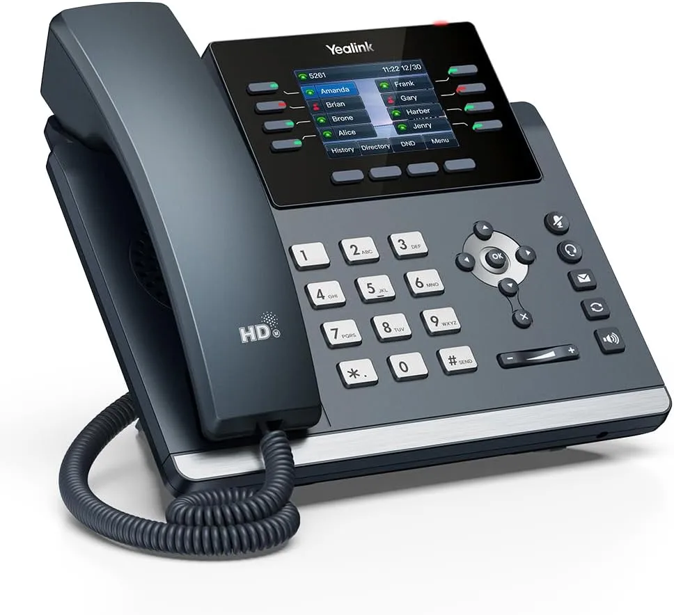 Yealink SIP-T44W – 1301213 - WI-Fi IP Phone - 12 VoIP Accounts. 2.8-Inch Color Display. Dual-Port Gigabit Ethernet, PoE, Power Adapter Not Included