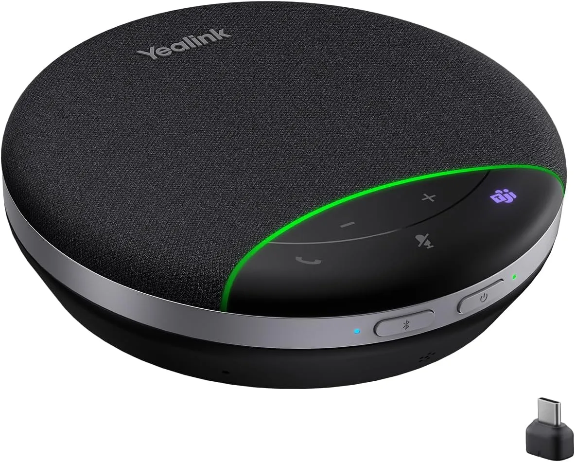 Yealink SP92 Bluetooth Conference Speakerphone with Dongle — 360° Mic, AI Noise Cancellation, 20H Battery