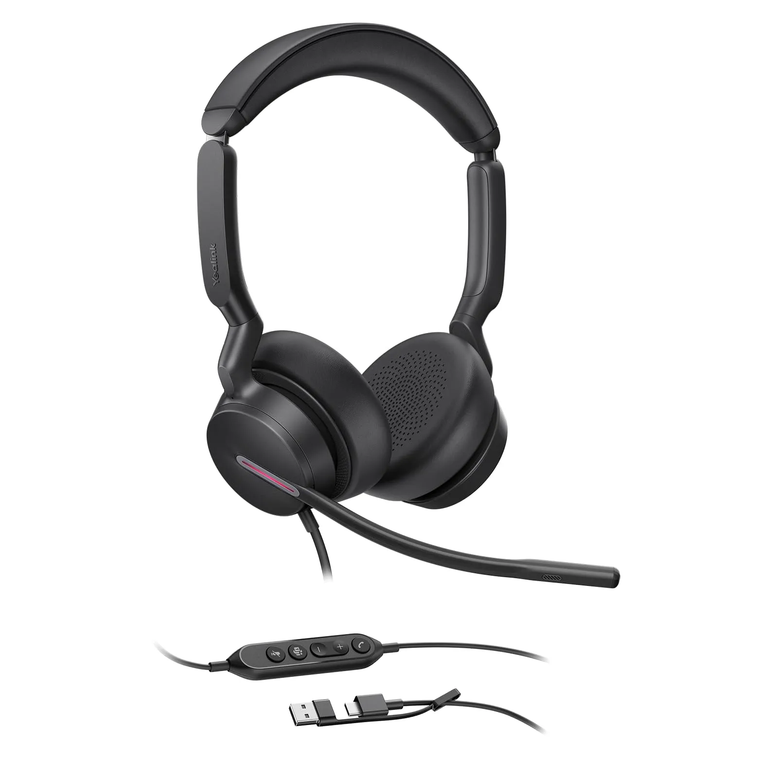 Yealink UH46 USB Wired Headset with 3 Noise-Canceling Mics, Teams Certified, USB-C/A