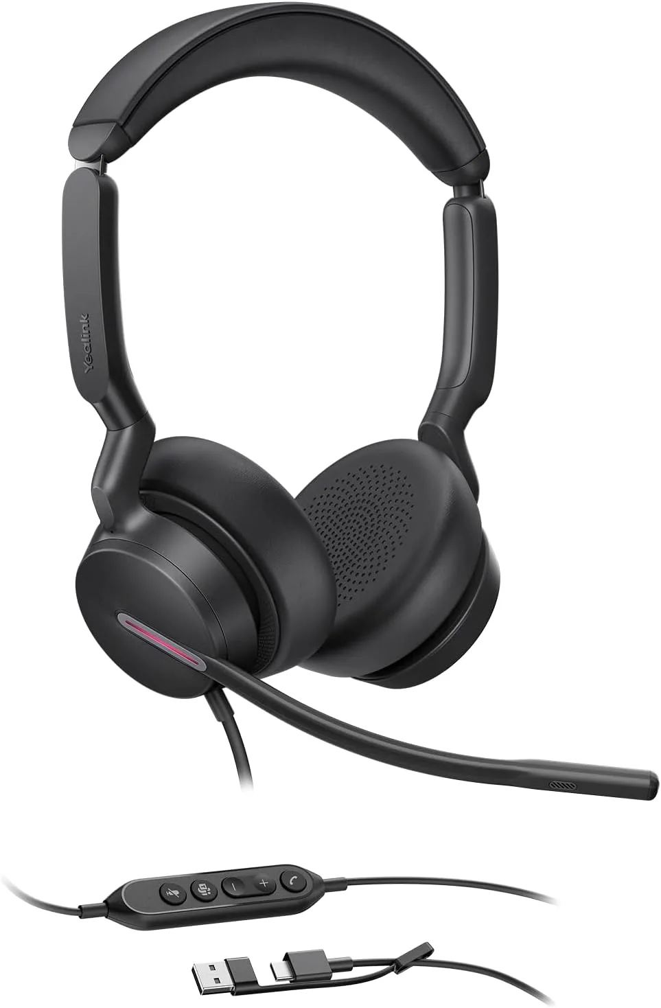 Yealink UH46 USB Wired Headset with 3 Noise-Canceling Mics, Teams Certified, USB-C/A