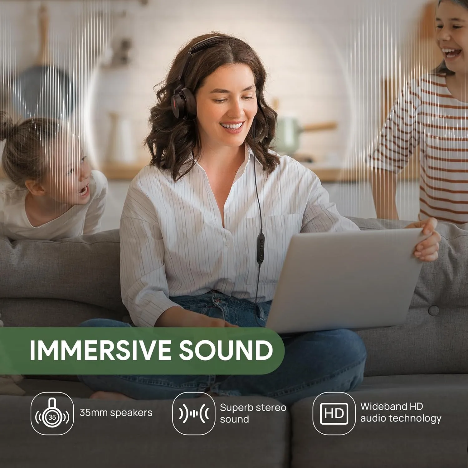 Yealink UH46 USB Wired Headset with 3 Noise-Canceling Mics, Teams Certified, USB-C/A