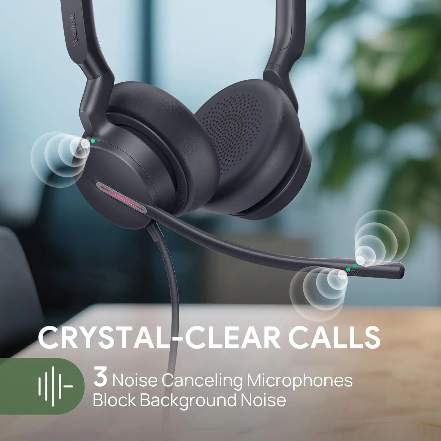 Yealink UH46 USB Wired Headset with 3 Noise-Canceling Mics, Teams Certified, USB-C/A