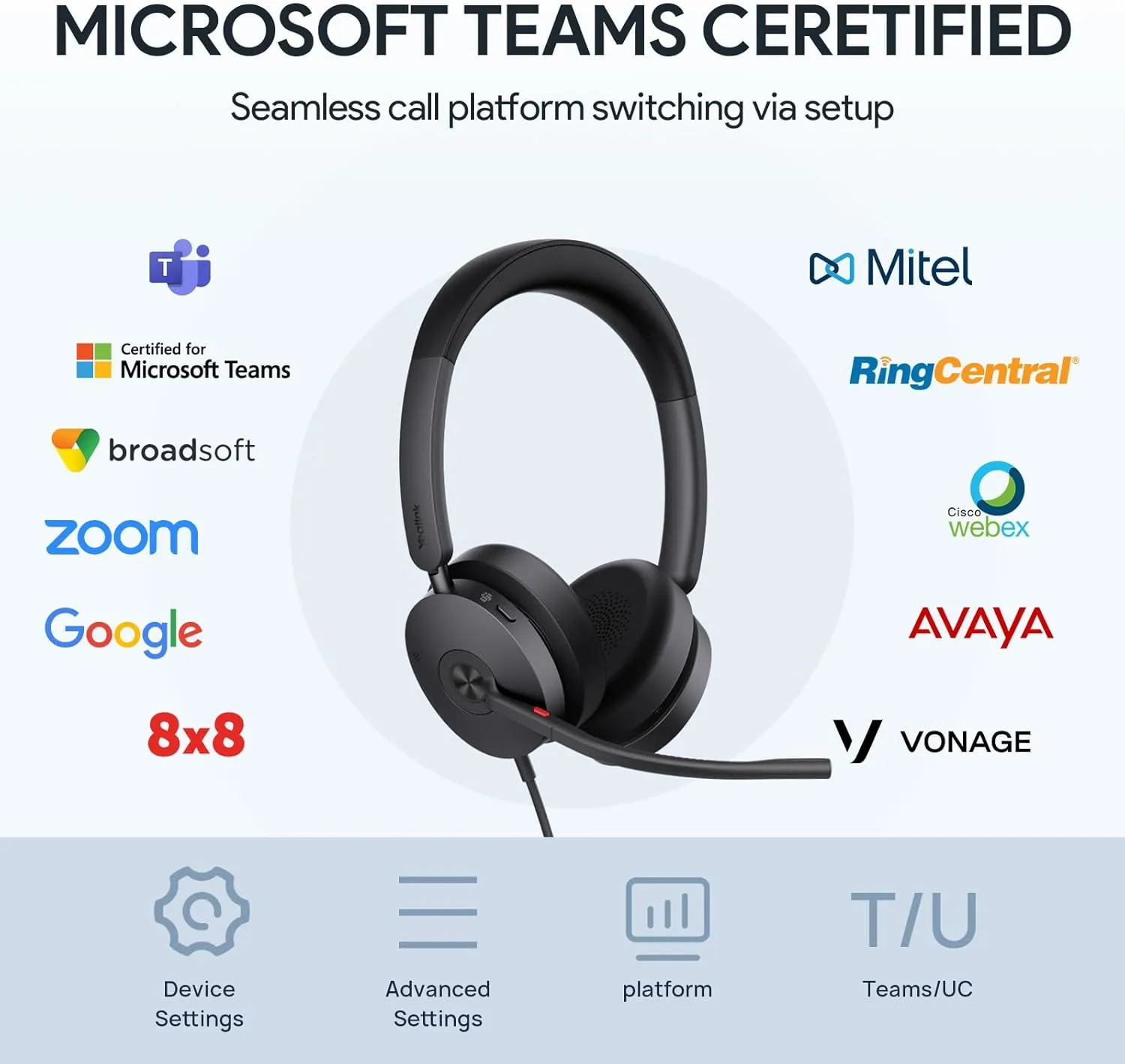 Yealink UH48 ANC Wired USB Headset with Noise-Cancelling Microphone