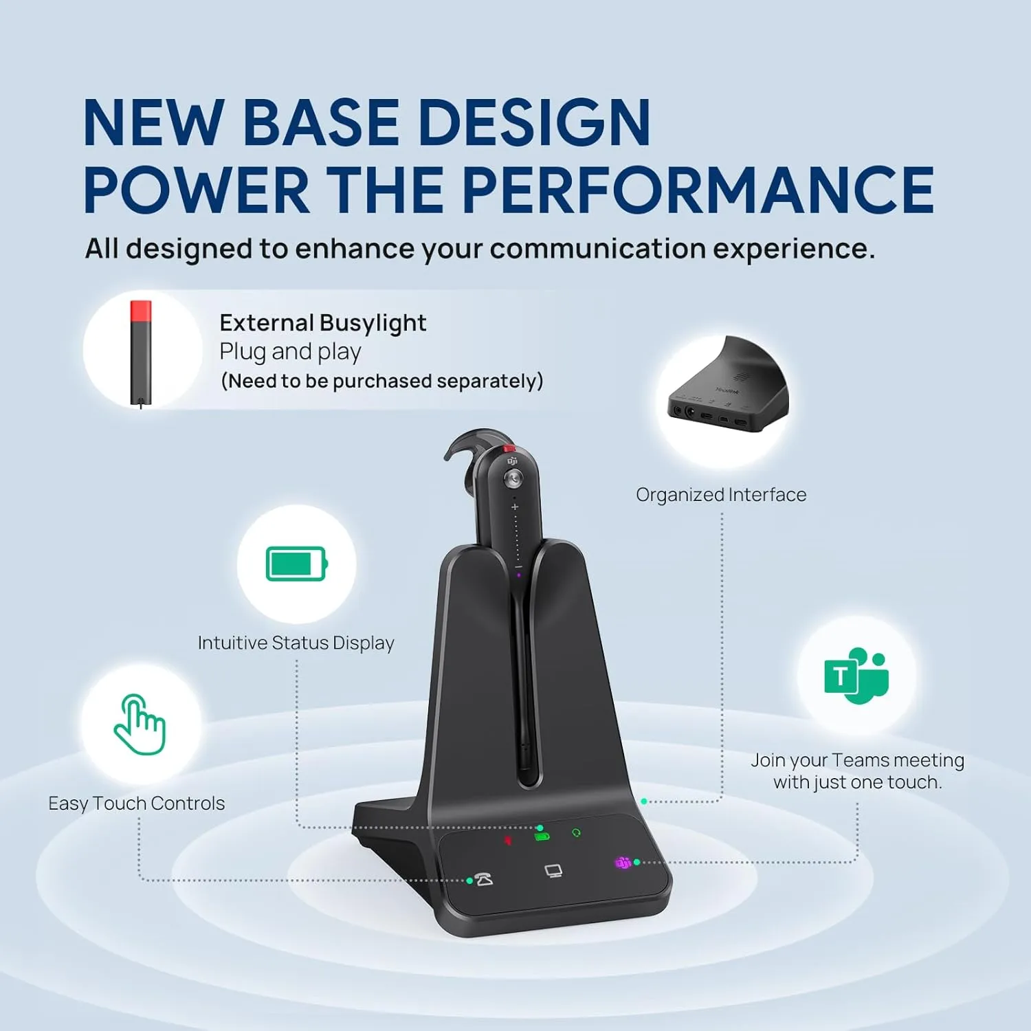 Yealink WH63 E2 DECT Wireless Headset – Teams Certified, Mono, Noise Cancelling, 607 ft Range