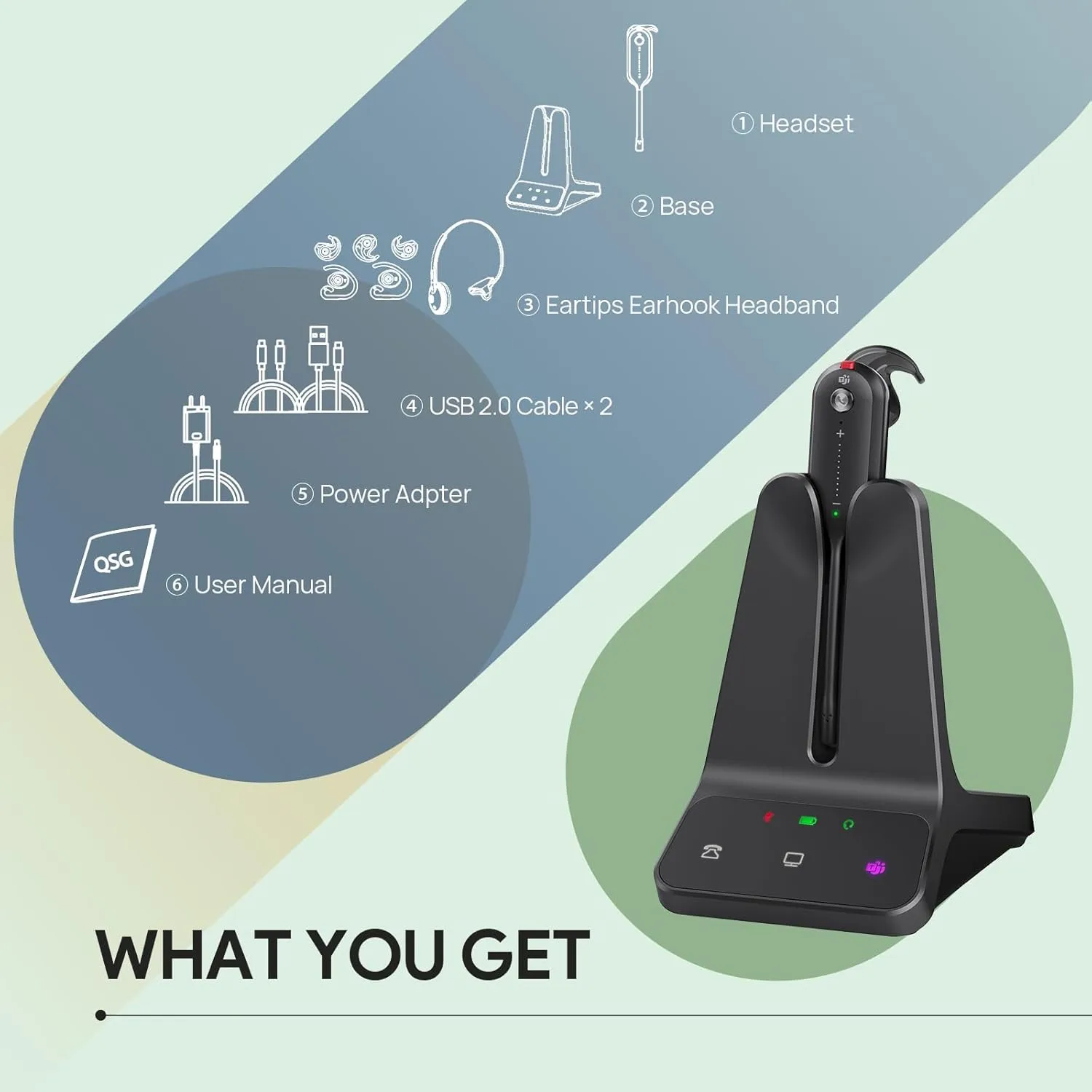 Yealink DECT Wireless Headset WH63 E2 UC, Single Ear Convertible Office Headset with Noise Canceling Mic