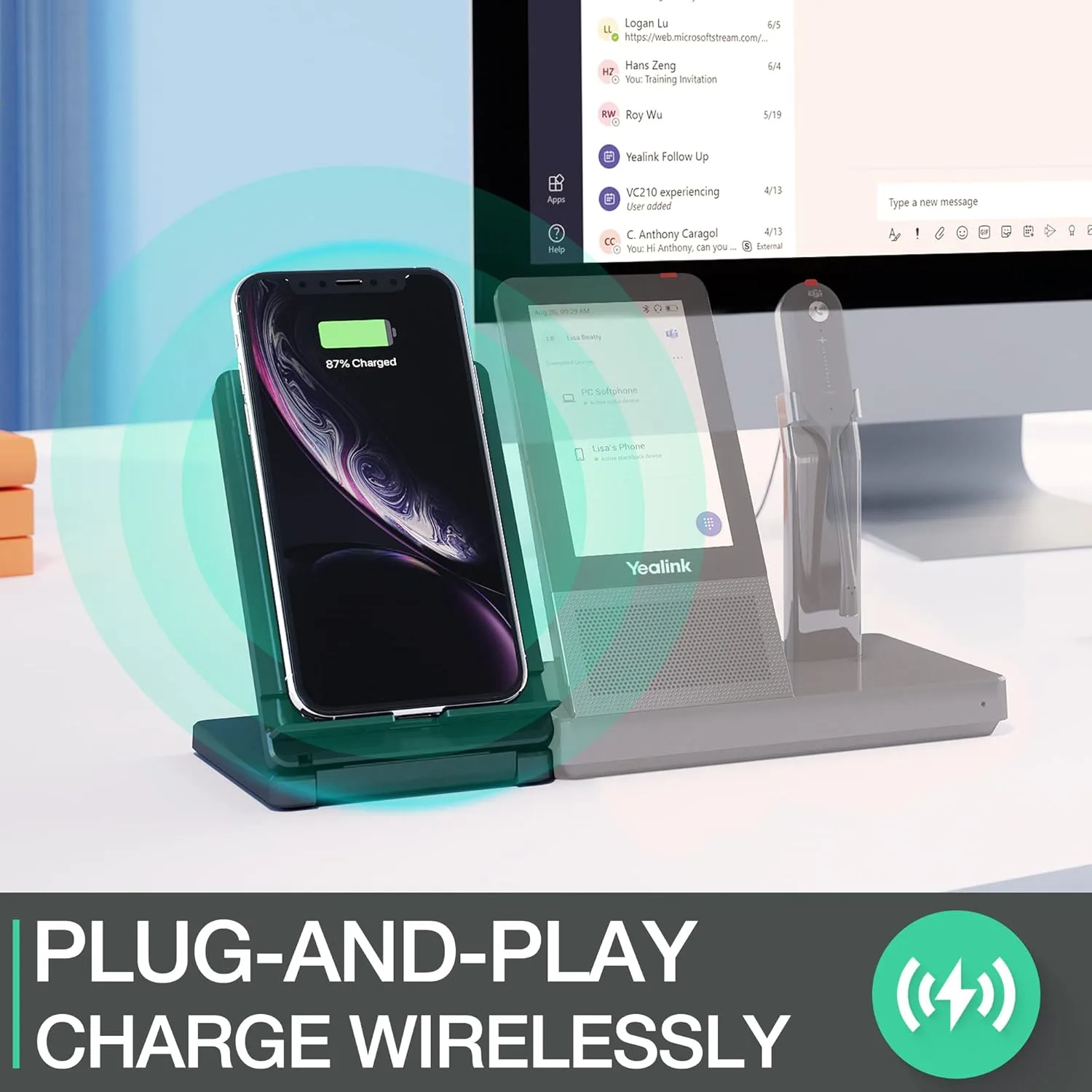 Yealink WHC60 Wireless Charging Stand, Black