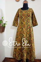 Ajrakh Hand Block Printed Mul Cotton Kurti-Yellow with Red and Green Prints Ajrakh Hand Block Printed Mul Cotton Kurti-Yellow with Red and Green Prints