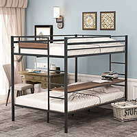 Modern Metal Twin Bunk Bed with Shelf – Space-Saving Design for Kids or Teens Modern Metal Twin Bunk Bed with Shelf – Space-Saving Design for Kids or Teens
