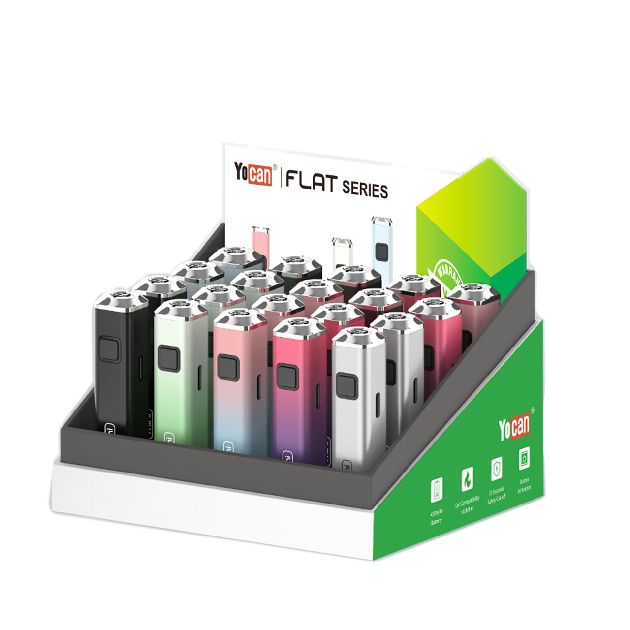 Yocan - Flat Mini 400mAh Carto Battery - Mixed Display of 20