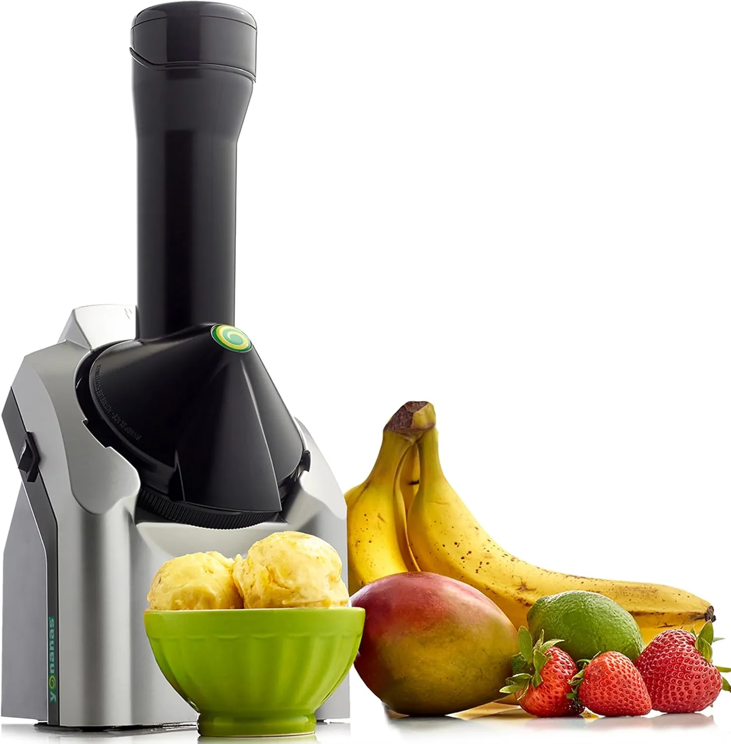Yonanas Classic Frozen Fruit Soft Serve Maker for Healthy Vegan and Dairy-Free Treats, 200W Silver Machine with 36 Recipes
