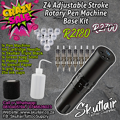 Z4 Adjustable stroke Wireless Tattoo Pen machine Base Kit