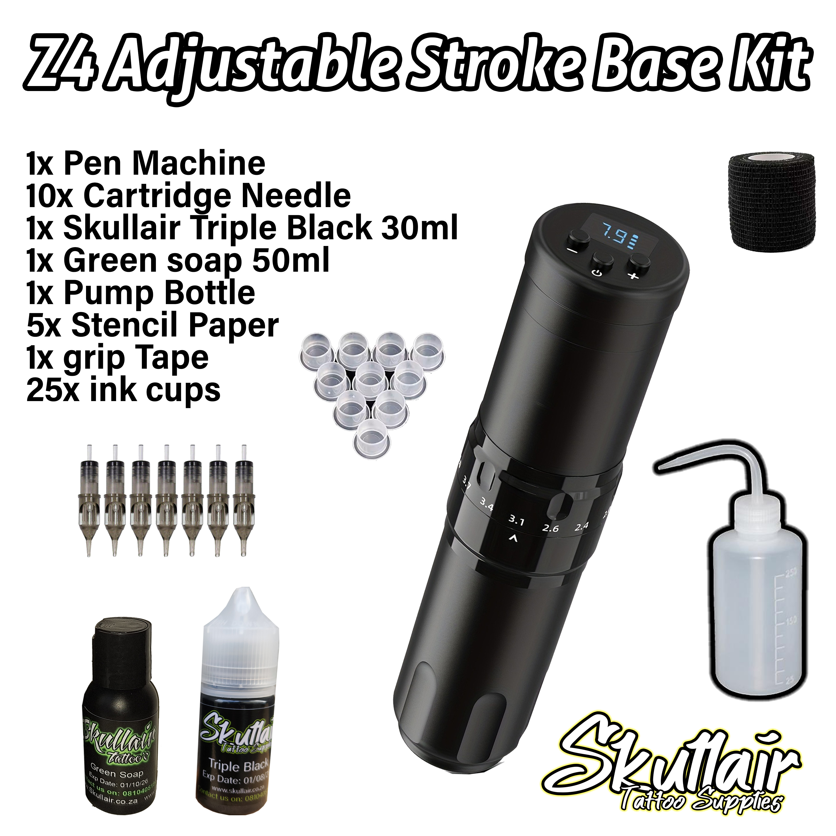 Z4 Adjustable stroke Wireless Tattoo Pen machine Base Kit