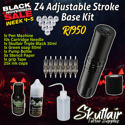 Z4 Adjustable stroke Wireless Tattoo Pen machine Base Kit