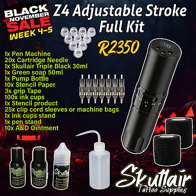 Z4 Adjustable stroke Wireless Tattoo Pen machine Full Kit