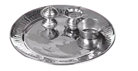 Divine Mini Pooja Thali set | Contains Pooja Plate, Agarbatti stand, Diya, Prasad bowl
