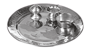 Divine Mini Pooja Thali set | Contains Pooja Plate, Agarbatti stand, Diya, Prasad bowl