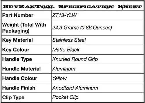 ZAK TOOL Aluminum Pocket Handcuff Key