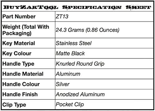 ZAK TOOL Aluminum Pocket Handcuff Key